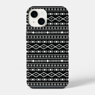 Aztec Shapes Muster Weiß Grau Schwarz iPhone 14 Hülle