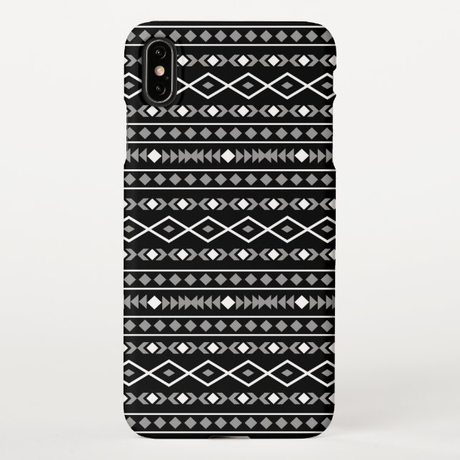 Aztec Shapes Muster Weiß Grau Schwarz iPhone Hülle (Rückseite)