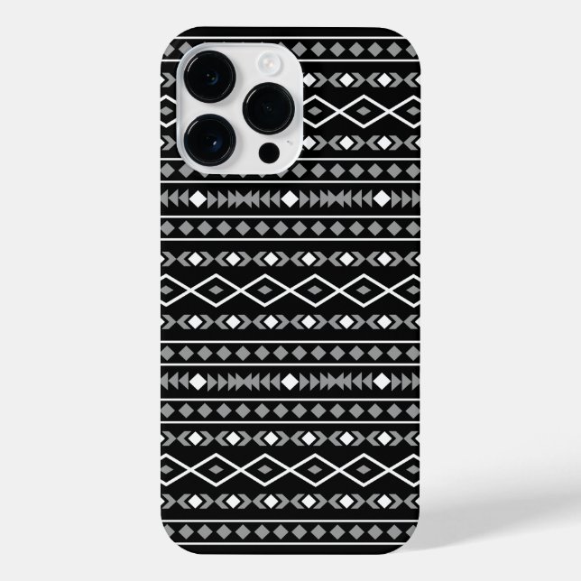 Aztec Shapes Muster Weiß Grau Schwarz iPhone Hülle (Rückseite)