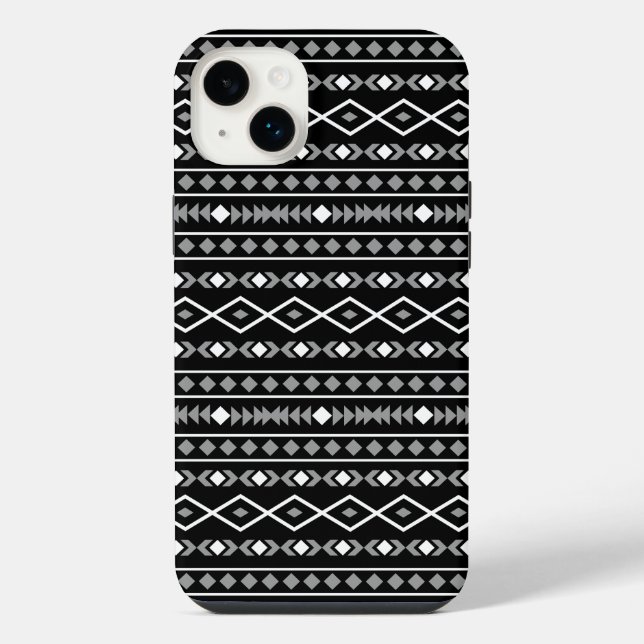 Aztec Shapes Muster Weiß Grau Schwarz iPhone Hülle (Rückseite)