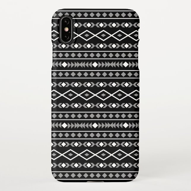 Aztec Shapes Muster Weiß Grau Schwarz iPhone Hülle (Rückseite)