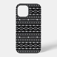 Aztec Shapes Muster Weiß Grau Schwarz