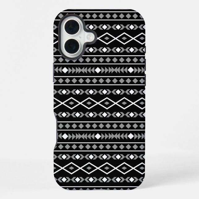Aztec Shapes Muster Weiß Grau Schwarz iPhone Hülle (Rückseite)