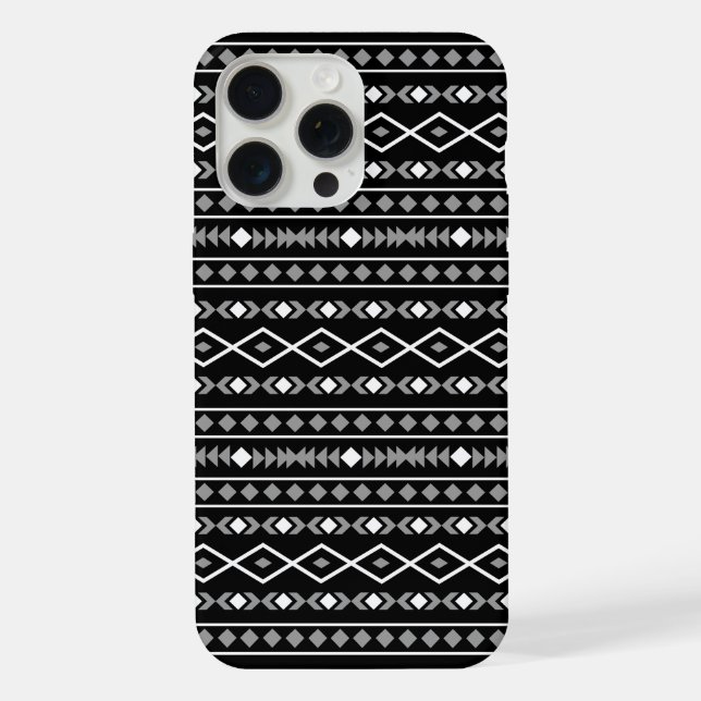 Aztec Shapes Muster Weiß Grau Schwarz iPhone Hülle (Rückseite)