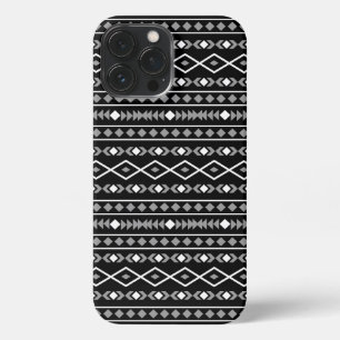 Aztec Shapes Muster Weiß Grau Schwarz iPhone 13 Pro Max Hülle