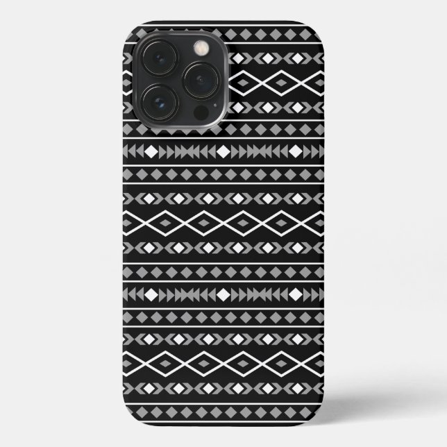 Aztec Shapes Muster Weiß Grau Schwarz iPhone Hülle (Rückseite)