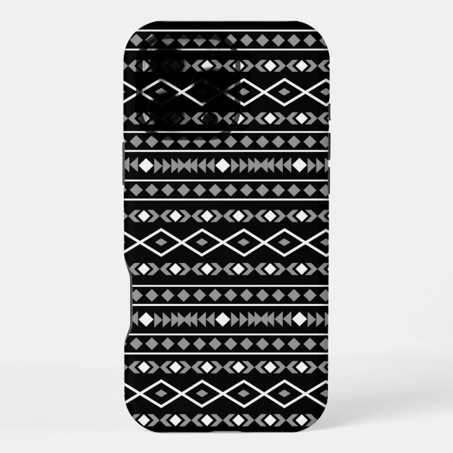 Aztec Shapes Muster Weiß Grau Schwarz iPhone Hülle (Rückseite)