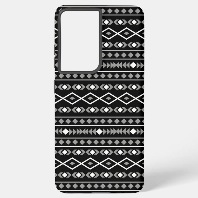 Aztec Shapes Muster Weiß Grau Schwarz Samsung Galaxy Hülle (Rückseite)