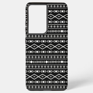 Aztec Shapes Muster Weiß Grau Schwarz Samsung Galaxy Hülle