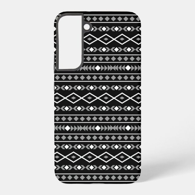 Aztec Shapes Muster Weiß Grau Schwarz Samsung Galaxy Hülle (Rückseite)