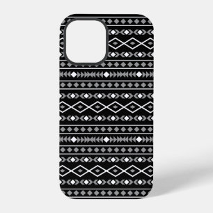 Aztec Shapes Pattern Grau Schwarz iPhone 12 Pro Hülle