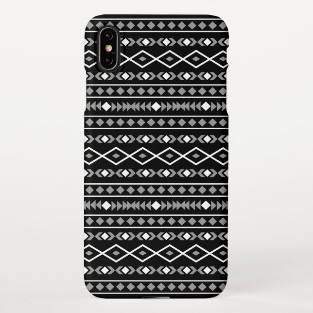 Aztec Shapes Pattern Grau Schwarz iPhone Hülle (Rückseite)