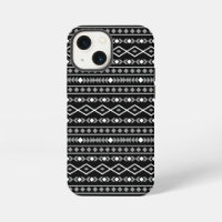 Aztec Shapes Pattern Grau Schwarz