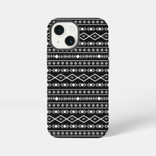 Aztec Shapes Pattern Grau Schwarz iPhone 13 Mini Hülle