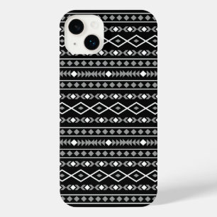 Aztec Shapes Pattern Grau Schwarz iPhone 14 Plus Hülle