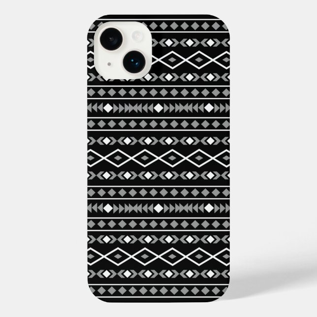Aztec Shapes Pattern Grau Schwarz iPhone Hülle (Rückseite)