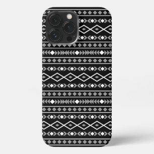 Aztec Shapes Pattern Grau Schwarz iPhone 13 Pro Max Hülle