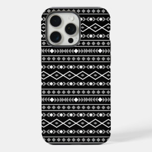 Aztec Shapes Pattern Grau Schwarz iPhone 15 Pro Max Hülle