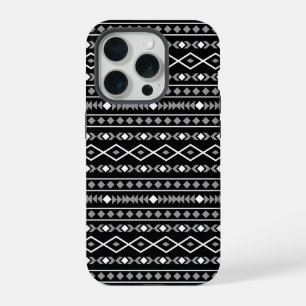 Aztec Shapes Pattern Grau Schwarz iPhone 15 Pro Hülle