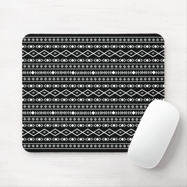 Aztec Shapes Pattern Grau Schwarz Mousepad (Mit Mouse)
