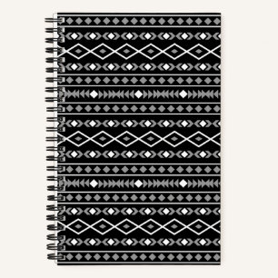 Aztec Shapes Pattern Grau Schwarz Notizbuch