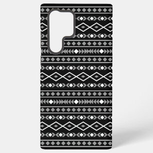 Aztec Shapes Pattern Grau Schwarz Samsung Galaxy Hülle