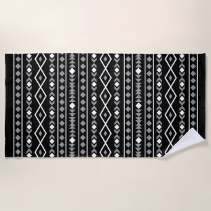 Aztec Shapes Pattern Grau Schwarz Strandtuch