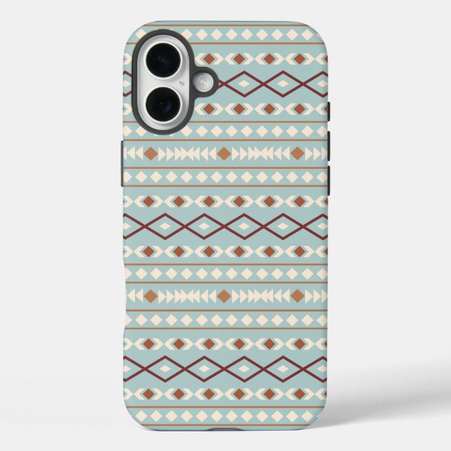 Aztec Shapes Pattern Rusts Cream Aquamarin-blau Case-Mate iPhone Hülle (Rückseite)