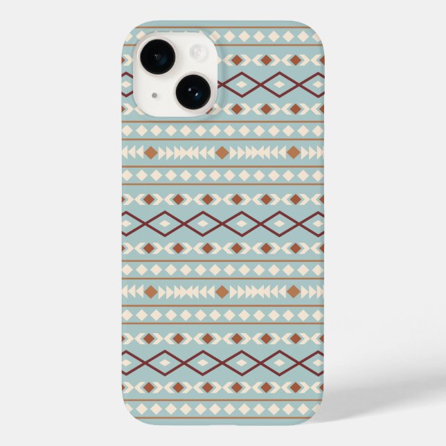Aztec Shapes Pattern Rusts Cream Aquamarin-blau Case-Mate iPhone Hülle (Rückseite)