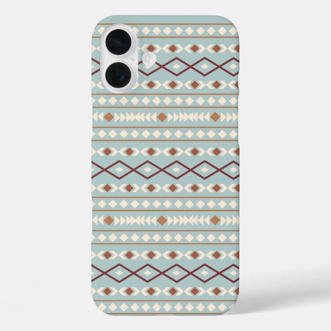 Aztec Shapes Pattern Rusts Cream Aquamarin-blau Case-Mate iPhone Hülle (Rückseite)