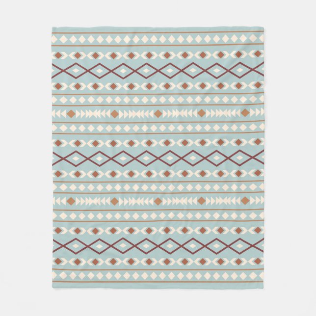 Aztec Shapes Pattern Rusts Cream Aquamarin-blau Fleecedecke (Vorderseite)