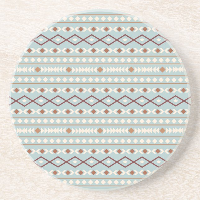 Aztec Shapes Pattern Rusts Cream Aquamarin-blau Getränkeuntersetzer (Vorne)