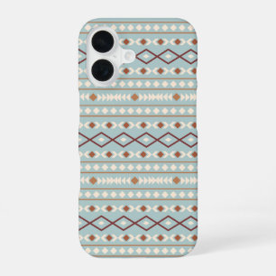 Aztec Shapes Pattern Rusts Cream Aquamarin-blau iPhone 16 Hülle