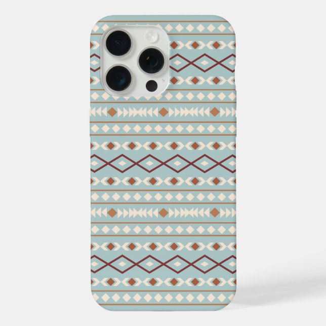 Aztec Shapes Pattern Rusts Cream Aquamarin-blau iPhone Hülle (Rückseite)