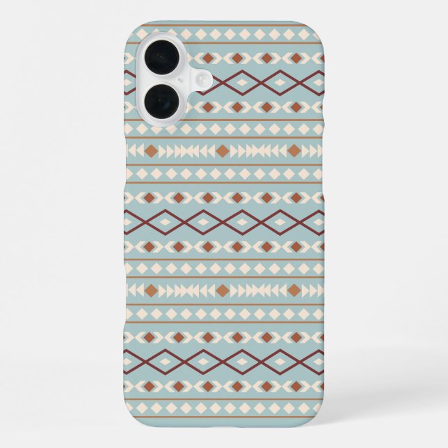 Aztec Shapes Pattern Rusts Cream Aquamarin-blau iPhone Hülle (Rückseite)