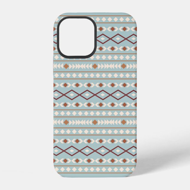 Aztec Shapes Pattern Rusts Cream Aquamarin-blau iPhone Hülle (Rückseite)
