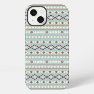 Aztec Shapes Pattern Rusts Cream Aquamarin-blau iPhone 13 Hülle