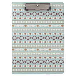 Aztec Shapes Pattern Rusts Cream Aquamarin-blau Klemmbrett