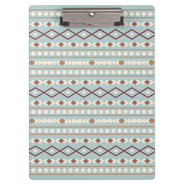 Aztec Shapes Pattern Rusts Cream Aquamarin-blau Klemmbrett (Vorderseite)