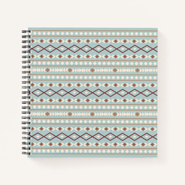 Aztec Shapes Pattern Rusts Cream Aquamarin-blau Notizbuch (Vorderseite)