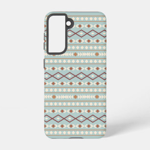 Aztec Shapes Pattern Rusts Cream Aquamarin-blau Samsung Galaxy Hülle