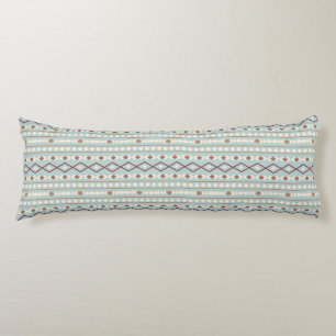Aztec Shapes Pattern Rusts Cream Aquamarin-blau Seitenschläferkissen