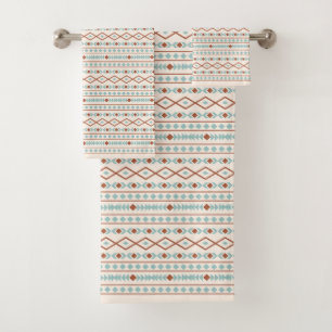 Aztec Shapes Rpt Muster Rust Aquamarine Creme Badhandtuch Set