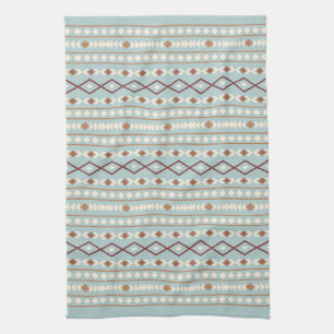 Aztec Shapes Rpt Muster Rusts Cream Aquamarin-blau Geschirrtuch