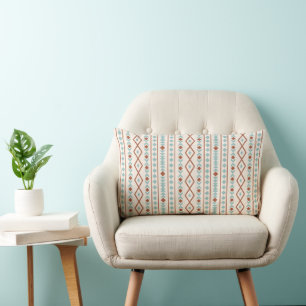 Aztec Shapes v Muster Rost Aquamarine Creme Lendenkissen
