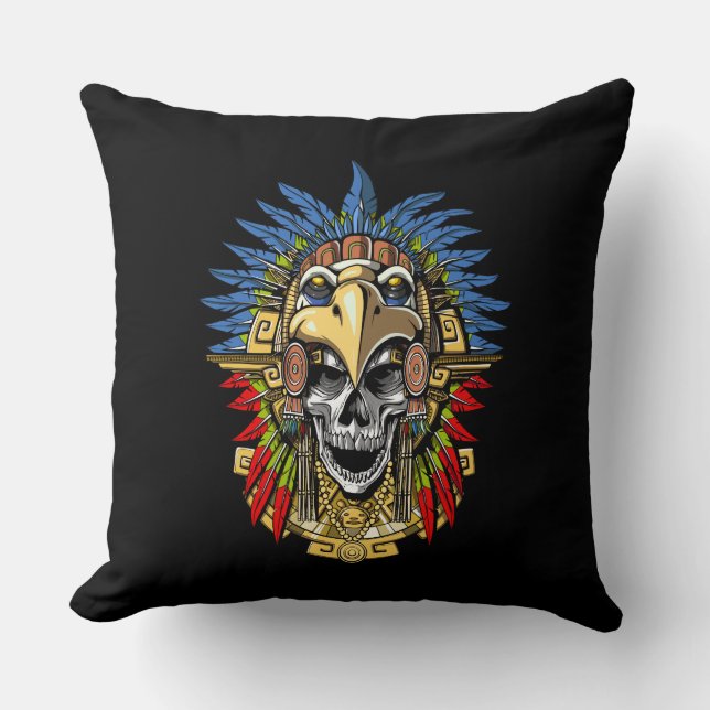 Aztec Skull Warrior Kissen (Vorderseite)