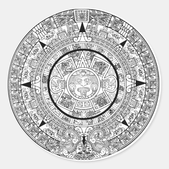 Aztec Solar Disk Calendar Runder Aufkleber (Vorderseite)