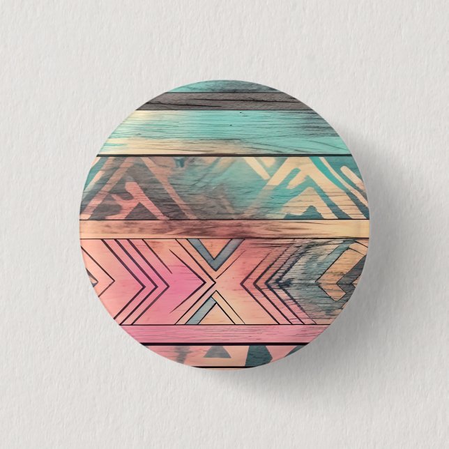 Aztec Southwest Blue and Pink Tribal Button (Vorderseite)