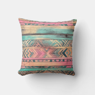 Aztec Southwest Blue and Pink Tribal Kissen