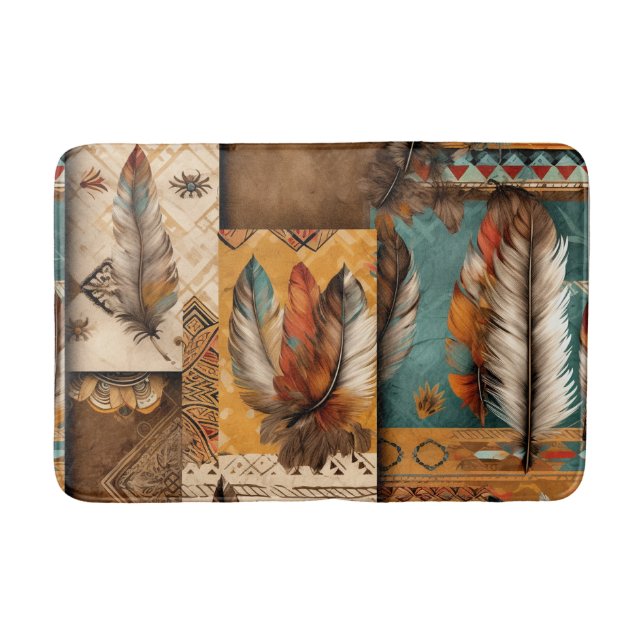 Aztec Southwestern Tribal Feathers Badematte (Vorderseite)